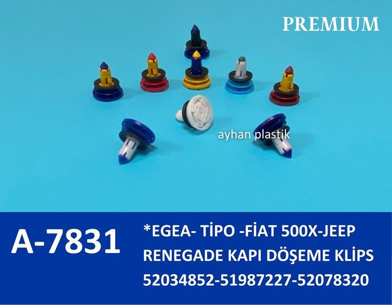 KAPI DÖŞEME KLİPS EGEA- TİPO -FİAT 500X-JEEP RENEGADE 21.5 X 19 CM POŞET